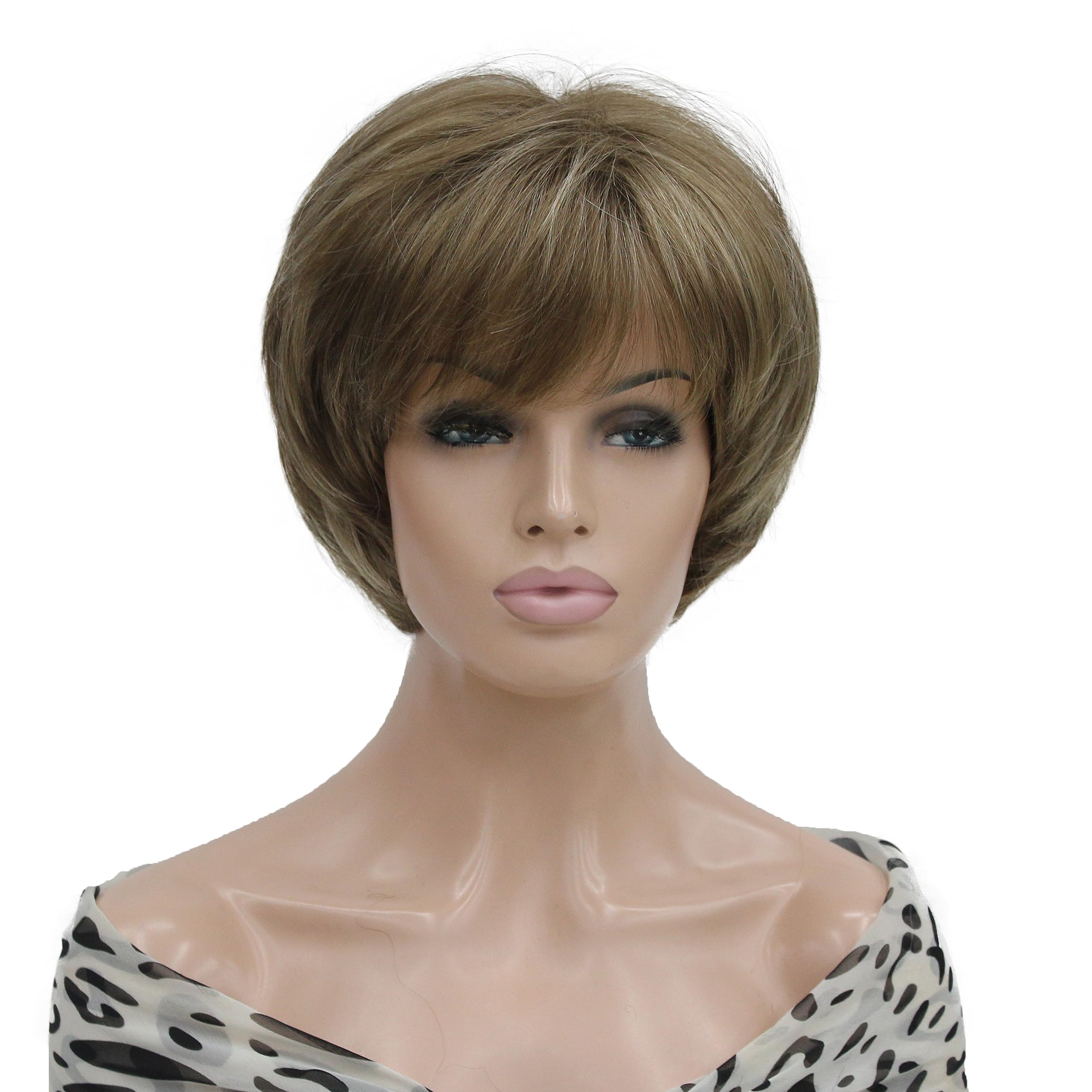 Lydell 8-10" Short Layered Shaggy Heat Resistant Synthetic Wigs AB607 Brown Mix