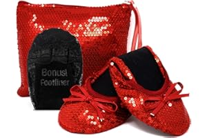 Silky Toes Women's Foldable Sequin Shoes Dressy Ballet Flats Roll Up Slipper Shoe with Matching Carrying Pouch