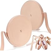 54.7 Yards(50m) Ballet Pointe Shoe Stretch Ribbon-2Roll 7/8" Wide Elastic Ribbon for Pointe Shoes Soft Stretch Minimalist Sewing Roll One Size for Women Girl Ballet Dance Accessories (Nude)