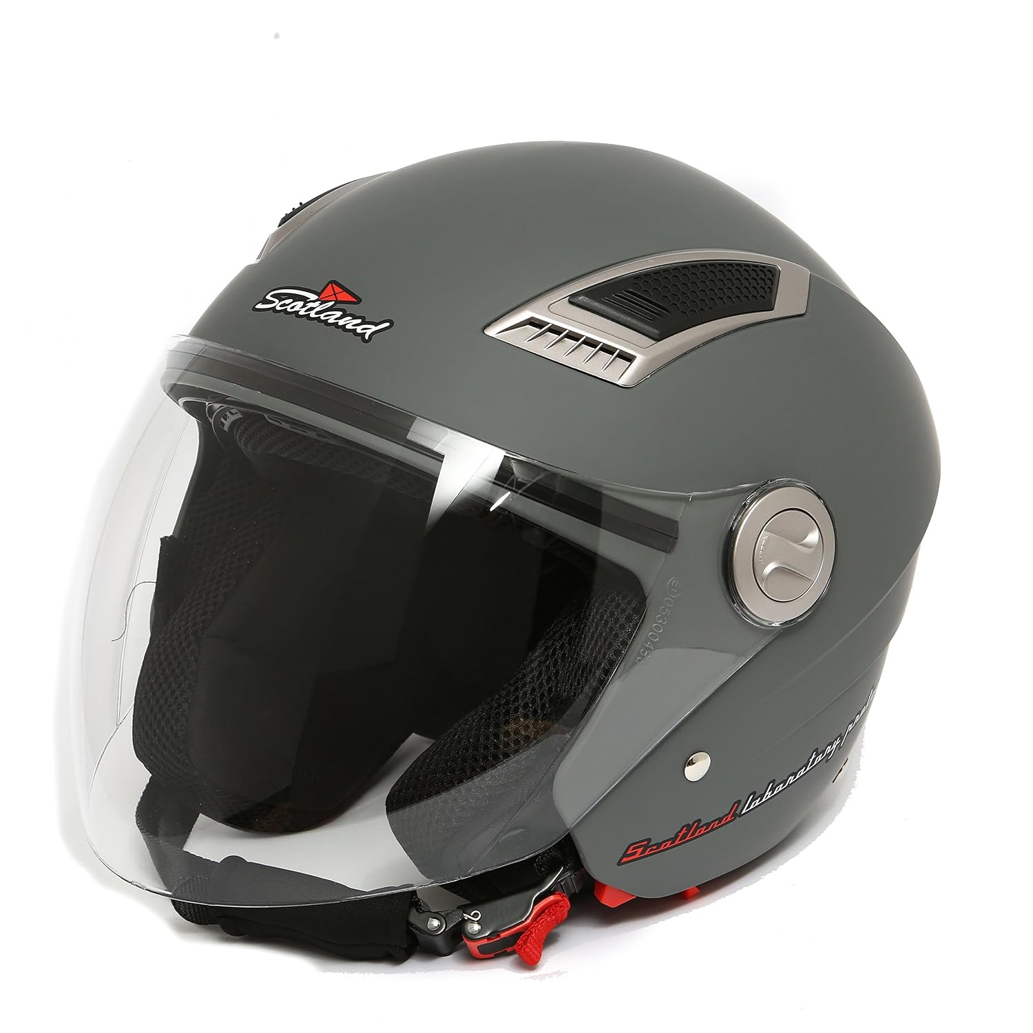 Casco Moto Scotland Classic - Nero Opaco, Visiera Trasparente, Taglia L, Design Retrò E Comfort Moderno