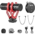 BOYA Wireless Lavalier Microphone for Camera PC, On-Camera Shotgun Microphone with Shock Mount, 2.4GHz Lapel Wireless Mic for iPhone Phone DSLR YouTube Recording Interview Stream (1 TX+1 RX) BY-MM1W