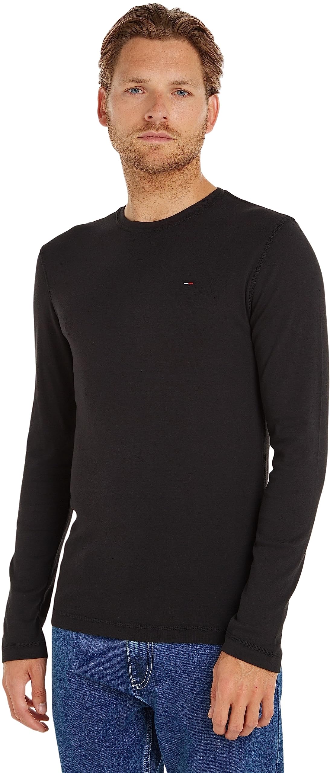 Tommy Jeans Herren Tjm Original Rib Longsleeve Tee Dm0dm04409 Langarm Strickoberteile, Schwarz (Tommy Black), L EU