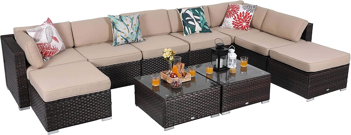 Amazon Com Phi Villa 10 Piece Outdoor Furniture Set Rattan Patio