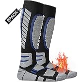 COOPLUS 2 Pack Ski Socks for Women Men Compression Knee High Winter Warm Socks for Skiing Snowboarding Outdoor Sports Gift