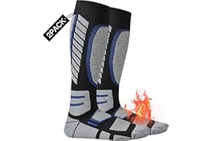 COOPLUS 2 Pack Ski Socks for Women Men Compression Knee High Winter Warm Socks for Skiing Snowboarding Outdoor Sports Gift