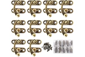 Youmeizer 10 Pieces Antique Vintage Lock Latch Hook Hasp Horn Lock with 40 Screws Jewelry Box Hardware Thickened Horn Lock Clasp Arm Latch Size 27 x 25 x 8mm (Bronze/Left Latch Hook Hasp)