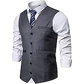 AOYOG Mens Formal Business Suit Vests 5 Buttons Regular Fit Waistcoat for Suit or Tuxedo