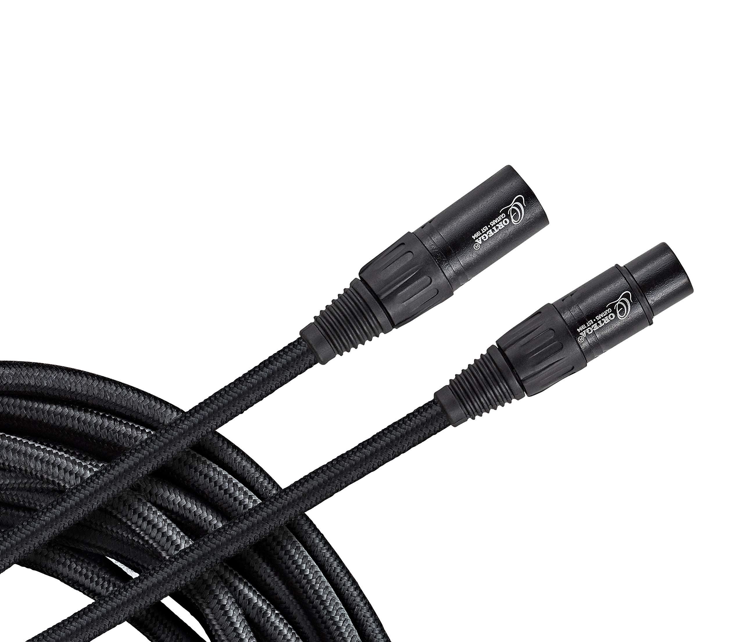 Ortega Guitars Economy Series Jack - Microphone Cable - Length 3 m - XLR Male and XLR Female - Nylon, Black (OECM-10XX)