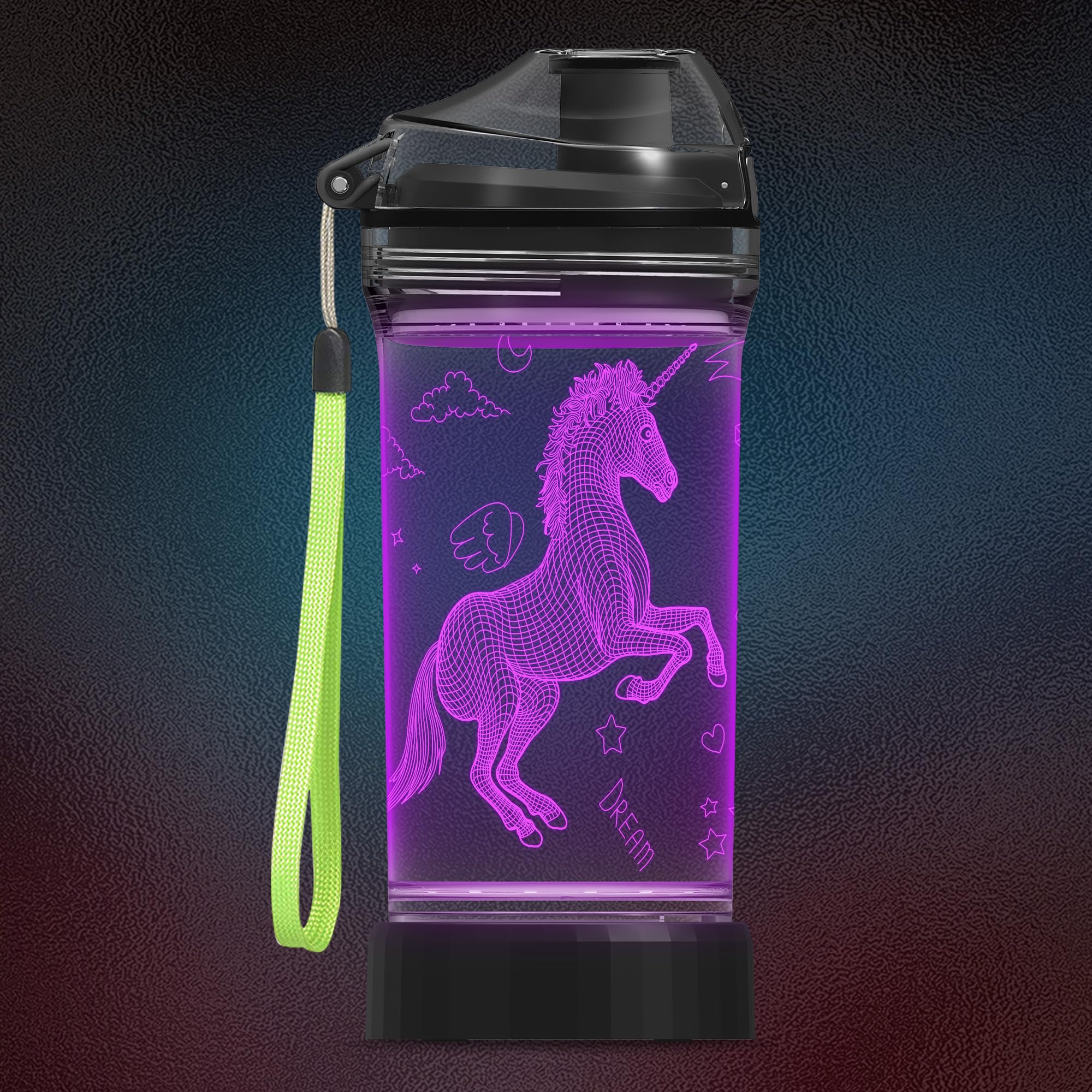 CoolGift Mart Unicorn Gifts for Girls, Light Up 3D Unicorn Water Bottle, 14oz Tritan BPA Free - Kids Drinking Cup - Christmas Holiday