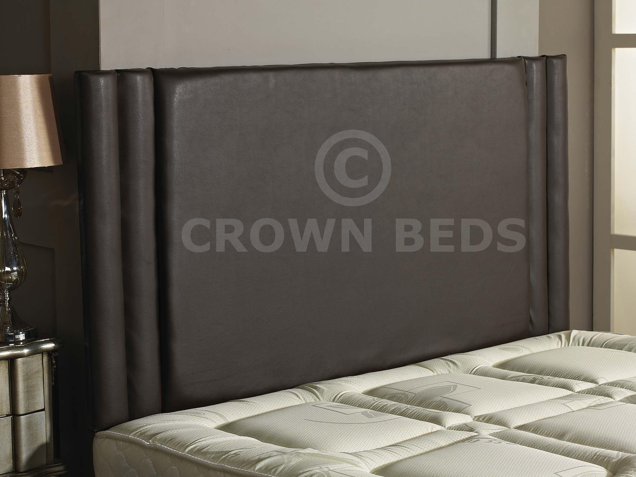 CROWNBEDSUK HILTON FAUX LEATHER HEADBOARD IN 2ft6,3ft,4ft,4ft6,5ft,6ft BROWN, 2FT6 (SMALL SINGLE)