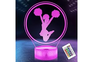 OkiyiD Cheerleader Gifts for Girls, 3D Lamp, Cheerleader Night Light with 16 RGB Colors Remote Control Timer Dimmer, Sport Fan Decor for Kids Room, Girls Birthday Gifts