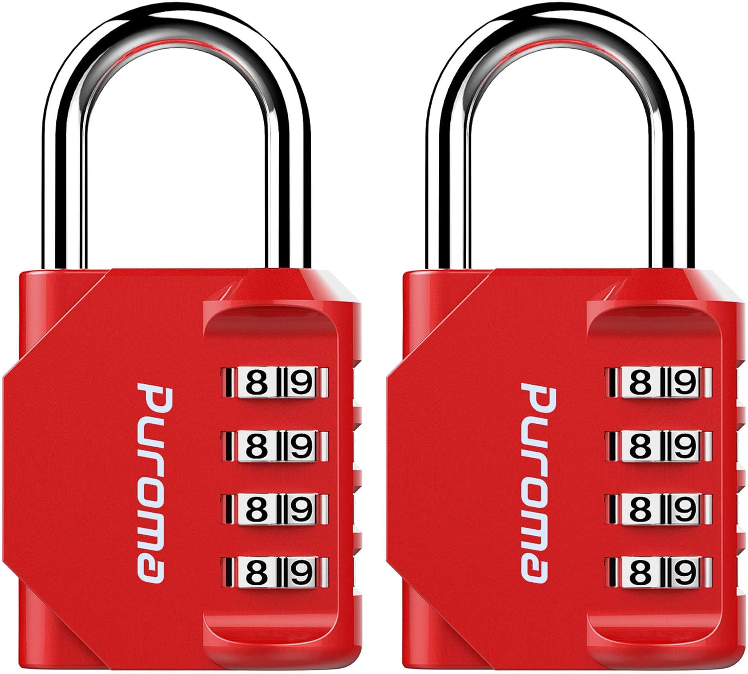 Puroma 2 Pack Combination Lock 4 Digit Outdoor Waterproof Padlock for School Gym Locker, Sports Locker, Fence, Toolbox, Gate, Case, Hasp Storage (Black) - - 