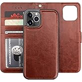 Bocasal Compatible with iPhone 12 & iPhone 12 Pro Wallet Case with Card Holder PU Leather Magnetic Detachable Kickstand Shockproof Wrist Strap Removable Flip Cover 6.1 inch (Brown)