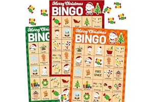 Fancy Land Christmas Bingo Game for Kids 24 Players Plaid Holiday Winter Party Supplies