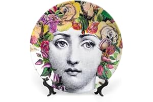 SPDIUV Lina Cavalieri Plate, Wall Decorative Plate, Mysterious Face Plate Wall Hanging Decoration,Including Bracket and Special Spring Hook,J (20),8inch