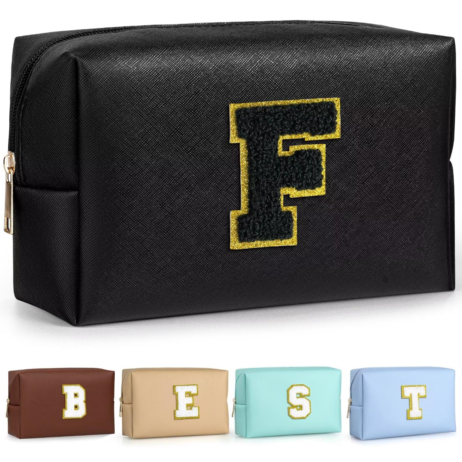 TOPEAST Preppy Makeup Bag, Small Cosmetic Travel