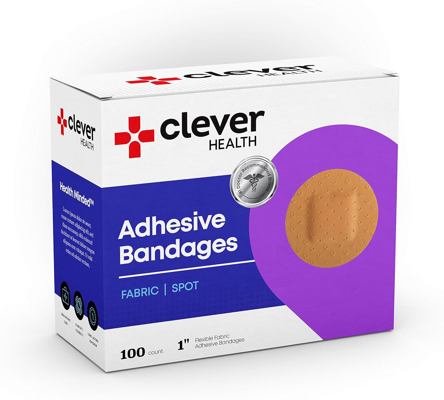 Round Spot Flexible Fabric Adhesive Bandages, 1” Diameter, With Absorbent Non-Stick Pad For Wound Care, and First Aid. Tan Color, 100 Count.: Health & Personal Care