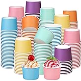Aodaer Paper Ice Cream Cups Disposable Dessert Bowls 6 Colors Ice Cream Containers Hot and Cold Food Bowls Summer Party Treat Cups for Frozen Yogurt, Dessert, Sundae (300, 8 oz)