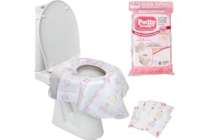 Toilet Seat Covers- Disposable XL Potty Seat Covers, Individually Wrapped by Potty Shields - Extra-Large, No Slip (Floral- 6 