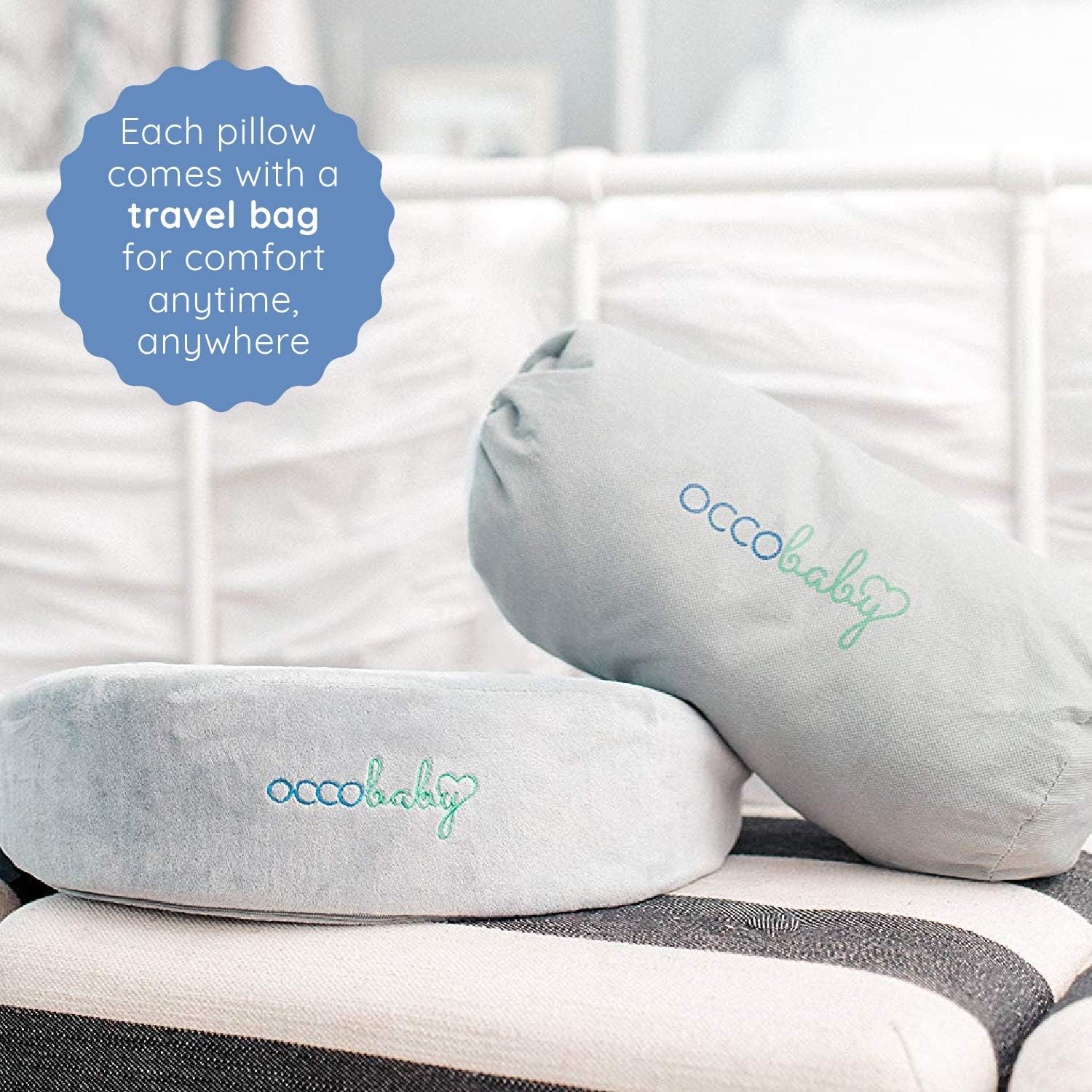 OCCObaby Pregnancy Pillow, Memory Foam Body Wedge for Belly, Knees and Back Support, Reversible Maternity Pillow with Removable Cover and Travel Bag: Kitchen & Dining