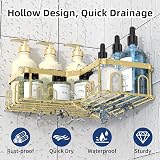 Menbyci 3 Pack Corner Shower Caddy Adhesive Stainless Gold 18 Hooks view 2