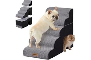 ZOMISIA Dog Ramp for Large Dogs - Pet Stairs 5 Steps Up to 30" H High Bed with Tunnel 2 in 1 with Zippers Suitable, Indoor Cat Ladders with Non-Slip Bottom, Black