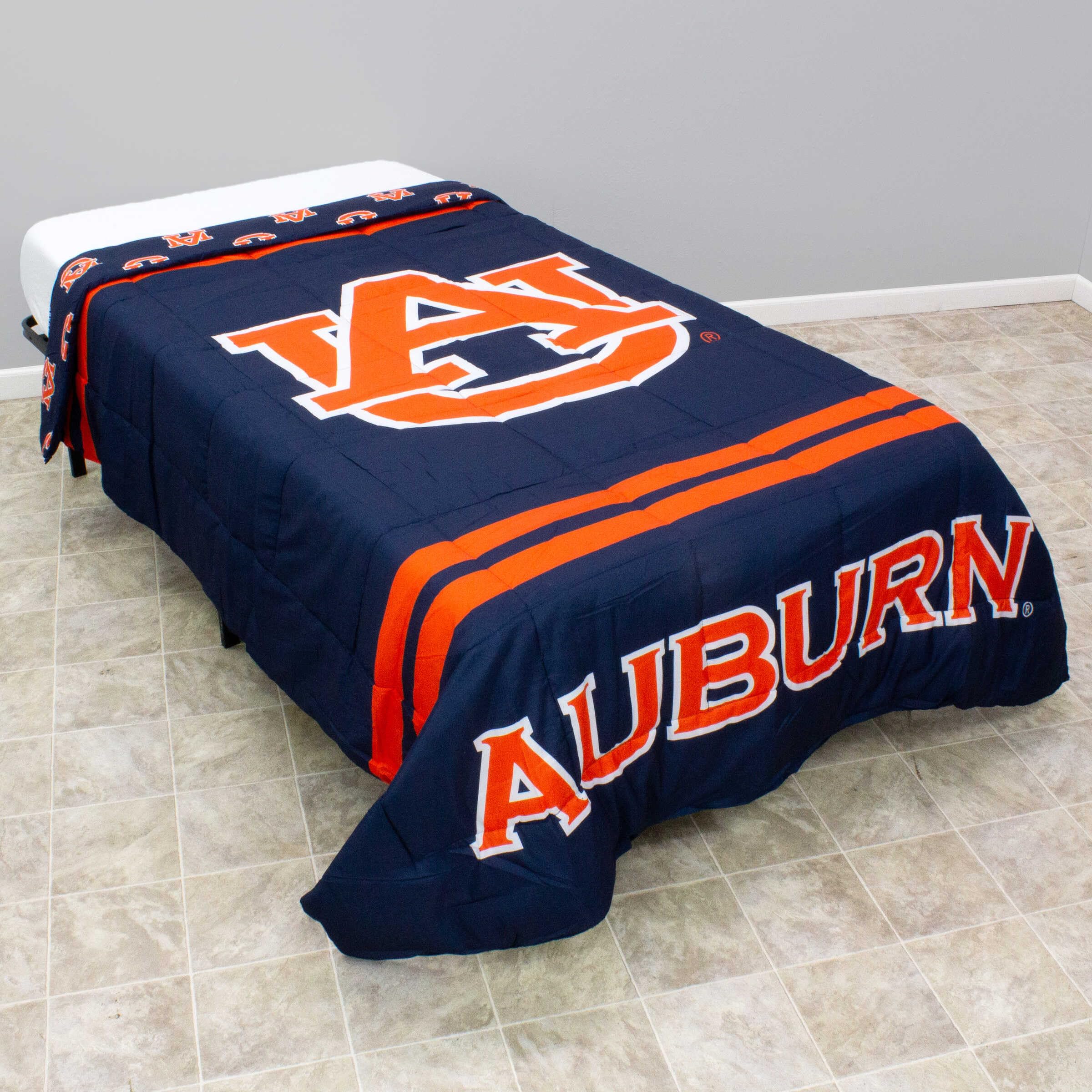 College Covers Everything Comfy Auburn Tigers Reversible Big Logo Soft and Colorful Comforter, Queen Image