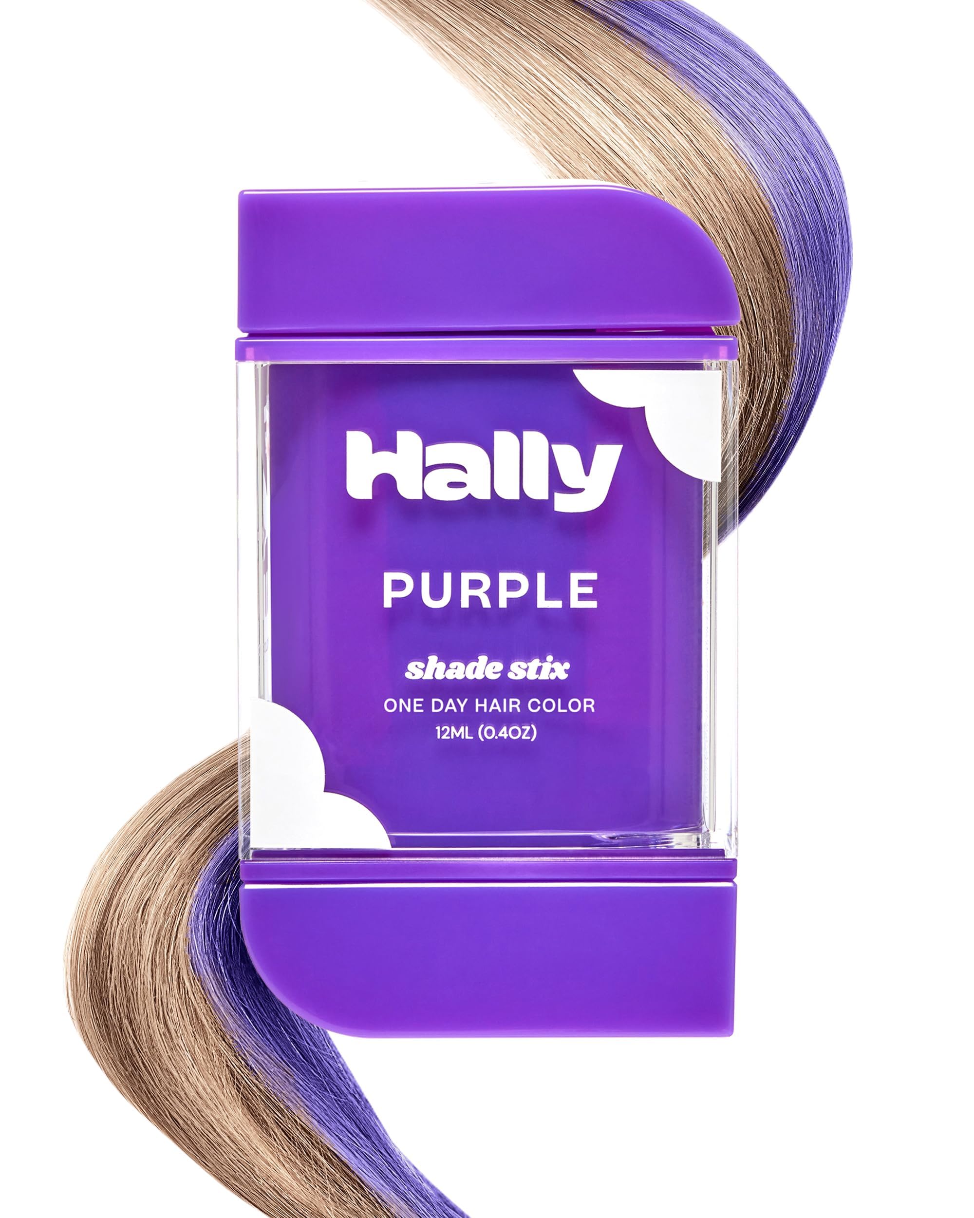 Hally Hair Temporary Hair Color, Shade Stix (Purple) - Halloween Hair Makeup Accessories for Kids, Teens & Adults - 12 ml Washable Hair Chalk & Dye for Festivals, Sporting Events & Parties