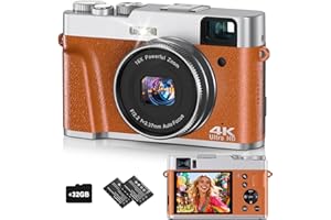 FLYFROST 4K Digital Camera for Photography, 48MP Autofocus Vlogging Cameras with 16X Digital Zoom, 2.8" LCD Point and Shoot Camera for YouTube, Anti-Shake Compact Cameras with 32GB Micro SD Card & 2 Batteries