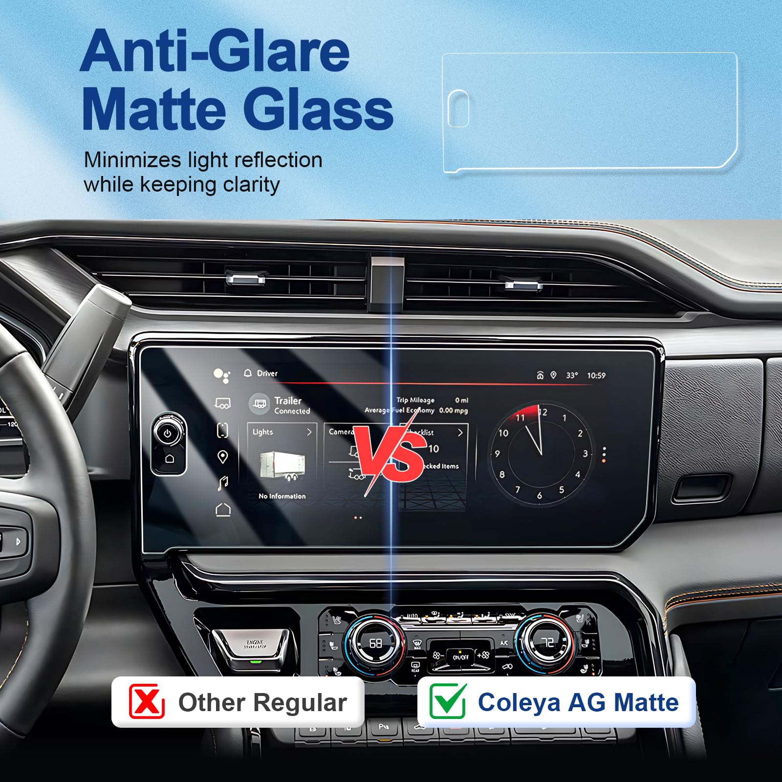 Anti-Glare Matte Screen Protector for 2022-2025 2026 GMC Sierra 1500 (AT4/AT4X/Denali/Denali Ultimate), 9H Tempered Glass 2023 2024 Sierra 1500/2500HD/3500HD Accessories Anti-Fingerprint 13.4