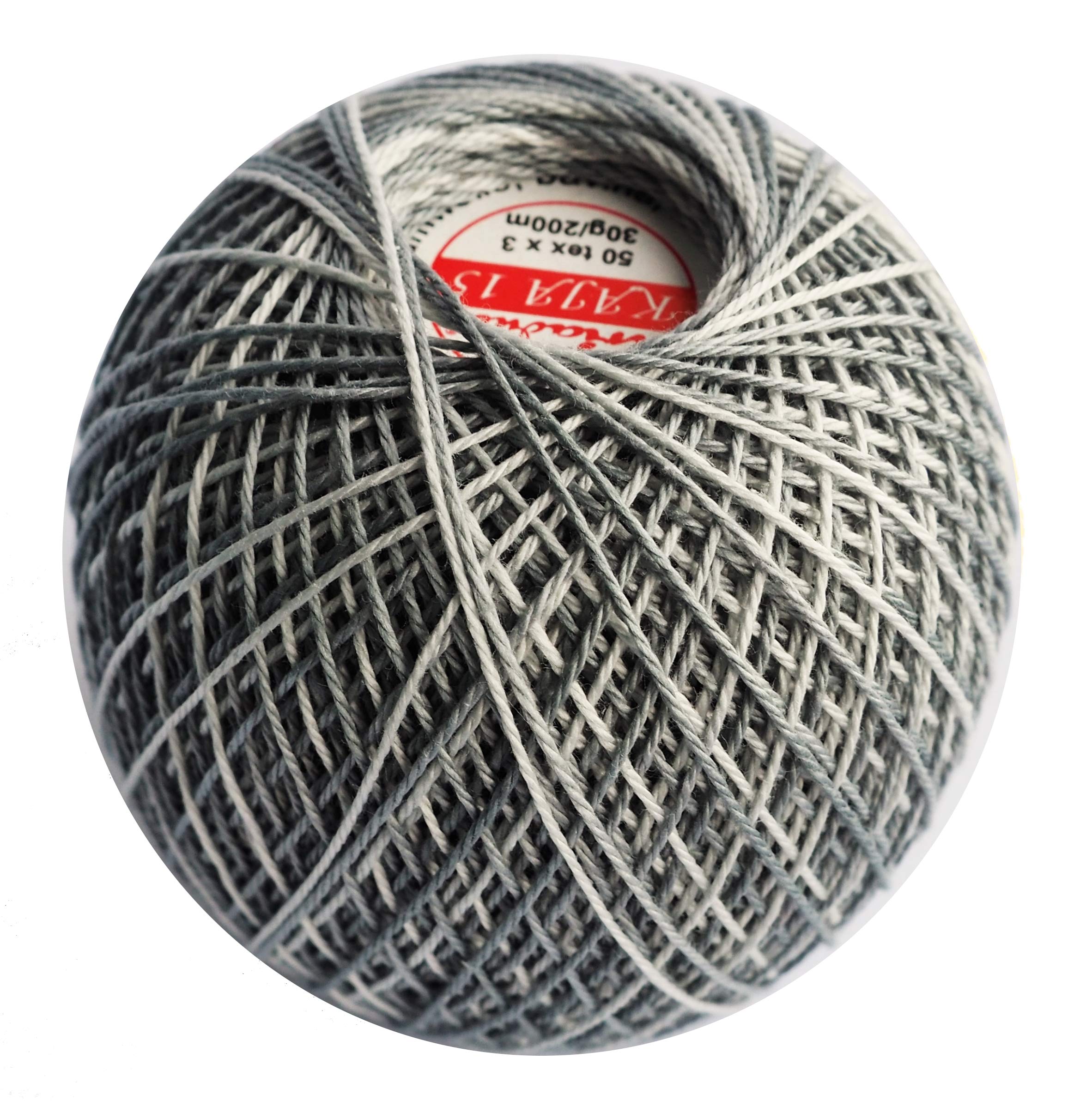 Cotton Crochet Yarn Double Mercerized Thread 220yd/200m Ball 1.05oz/30g Knitting Tatting Emroidery Size 15 Gradient Grey (0352)