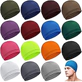 Geyoga 16 Pcs Cooling Skull Caps Helmet Hard Hats Liner Cycling Sweat Wicking Beanies Sleep Hats Running Motorcycle Head Wrap Chemo Turban for Men and Women (16 Colors) Multicoloured