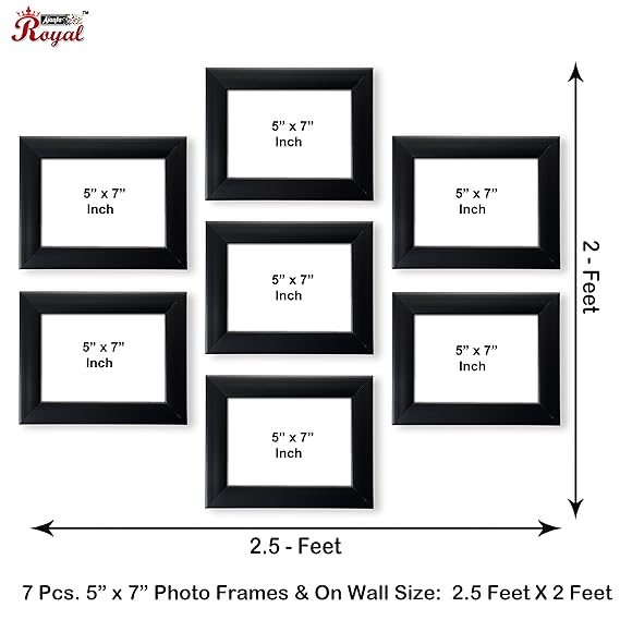 Ajanta Royal Classic Set Of 7 Individual Photo Frames 7 5x7 Inch A 59a Black