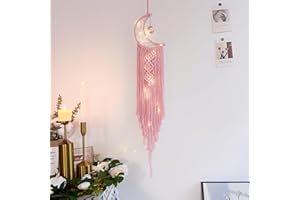 PAPERBEAR Pink Moon Dream Catcher, Gifts for Girls, Gifts for Teen Girl, Gifts for Women, Gifts for Mom, Gifts for Friends, Pink Decor, Bedroom Decor, Family Decor, Home Decor, Lovely Gifts, Birthday Gifts