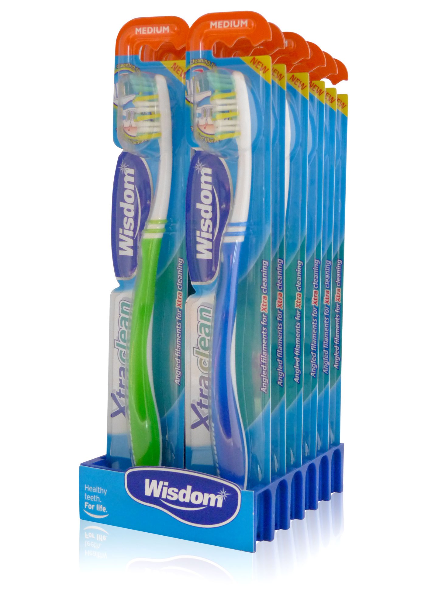 12x Wisdom Xtra Clean Manual Toothbrush Medium Bristles Teeth Cleaning Dental