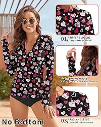 WOWENY Women Rash Guard Long Sleeve Swimsuit Top