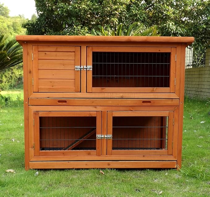 Zoopplier Kaninchenstall Kleintierhaus Hasenstall Kleintierkäfig Nr. 02'Meister Lampe mit 2 ausziehbar Wanne
