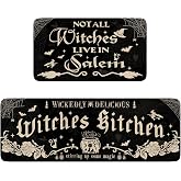 Ideasonna Halloween Witches Kitchen Mat Decor, Non Slip Washable Not All Witches Live in Salem Halloween Kitchen Rugs Set of 2 Black Halloween Floor Mat Indoor Witchy Rug Kitchen Decorations