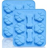 Anaeat 2 Pack Silicone Molds with Puppy Dog Paw and Bone Shaped 2 in 1, Reusable Non-Stick Ice Cube Trays & Flexible Candy Ch