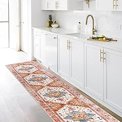 Yamaziot Washable Runner Rug, 2x10 Non-Slip Boho