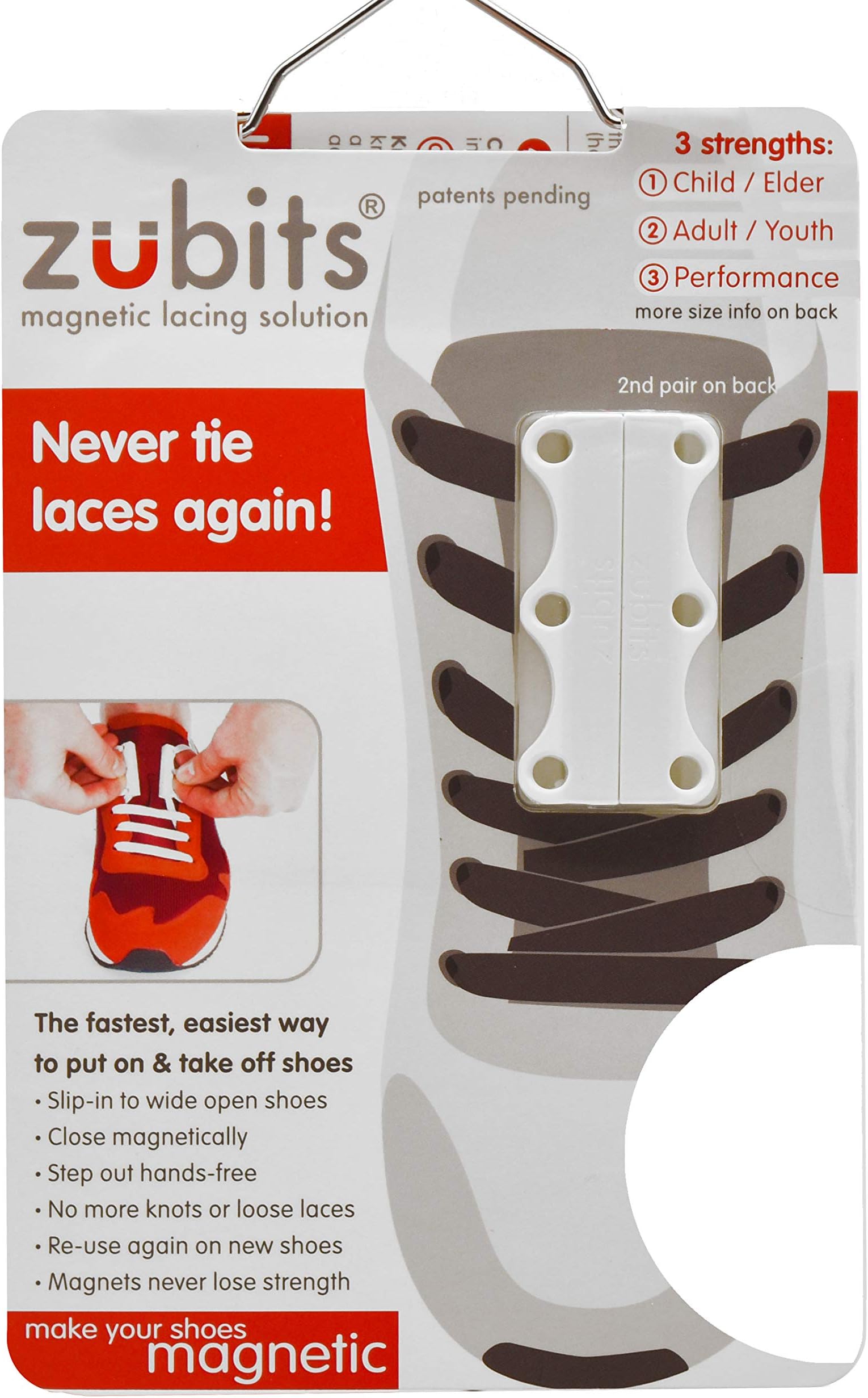 ZUBITS Magnetic Lacing Solution, No Tie Easy Long-Lasting Shoelace Magnets (2 In Pack)