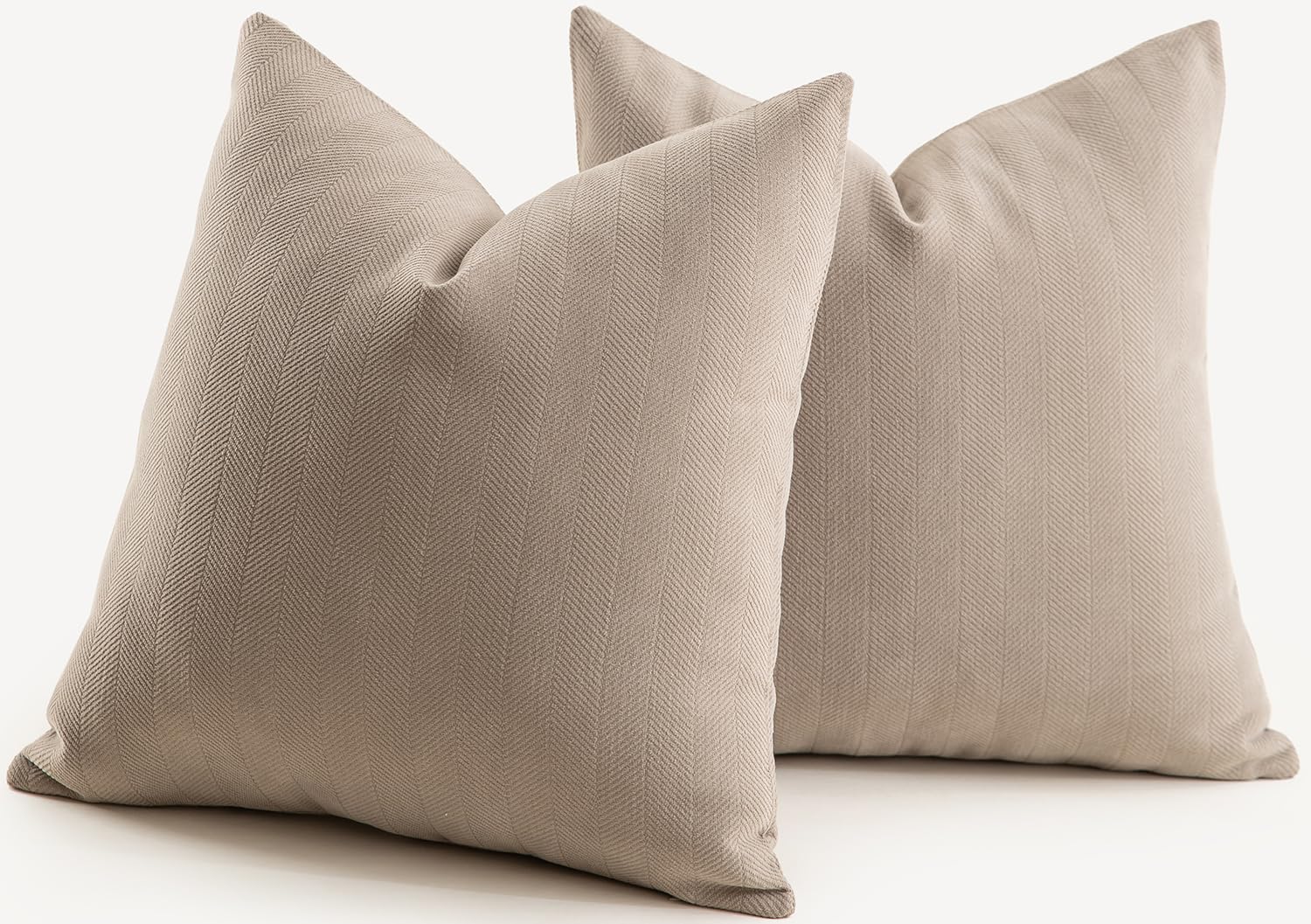 Mandioo Pack of 2 Chenille Cushion Covers Soft Comfortable Durable Throw Pillow Cases for Home Decor Sofa Couch Living Room Bedroom 16 x 16 Inch 40x40 cm Taupe