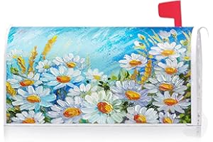 Texupday Floral Flower Daisy Decoration Mailbox Cover with Magnetic Strip Spring Summer Mailbox Wraps Post Letter Box Cover Standard Size 21" X 18" for Garden Outdoor Yard Decor