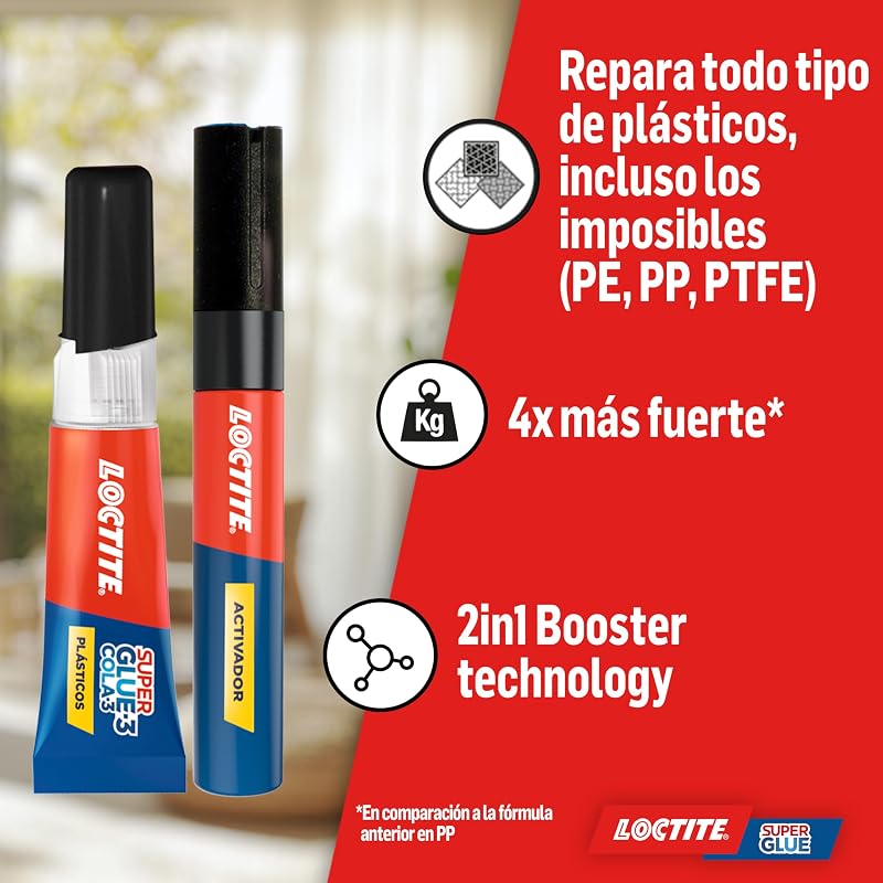 Super Glue-3 Plásticos, Pegamento Instantáneo Transparente, 2g/4ml