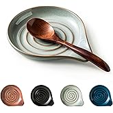 Cormomu Spoon Rest, Large Ceramic Spoon Holder for Stove Top, Heat-Resistant Cooking Spoon Rest for Kitchen Counter Decor, 5 Inches (Gray)