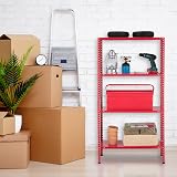 Relaxdays Heavy Duty Steel Shelving Unit Red 147.5x75.5x30.5cm 160kg Garage view 2