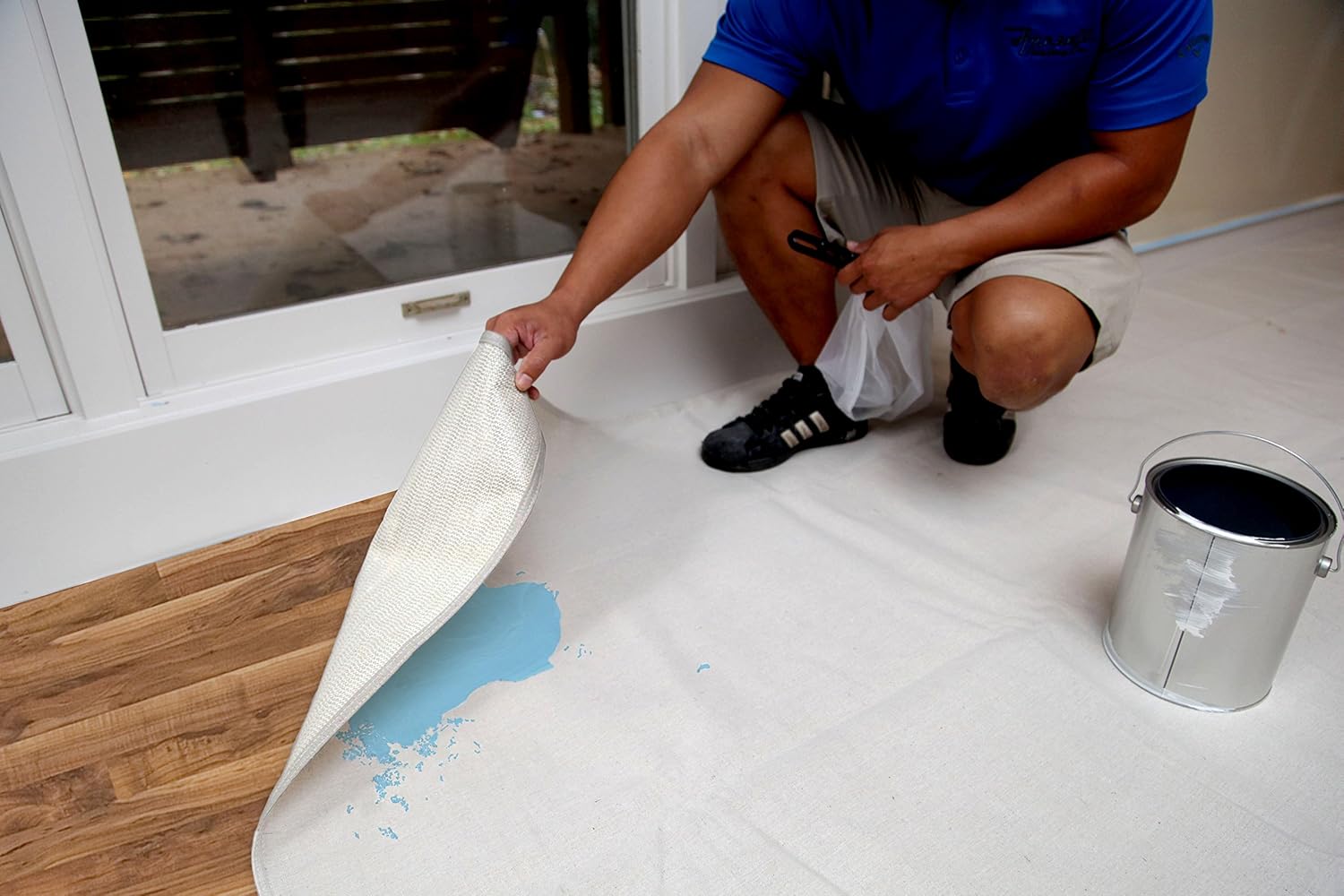 Trimaco 04324 Slip Resistant Dropcloth Stay Put Canvas Plus Drop Cloth, x 4-feet, Tan - - 