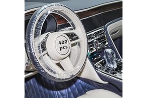 Lawei Sef of 400 Disposable Steering Wheel Covers and Gear Selector Shifter Knob Covers, Universal Plastic Transparent Car St