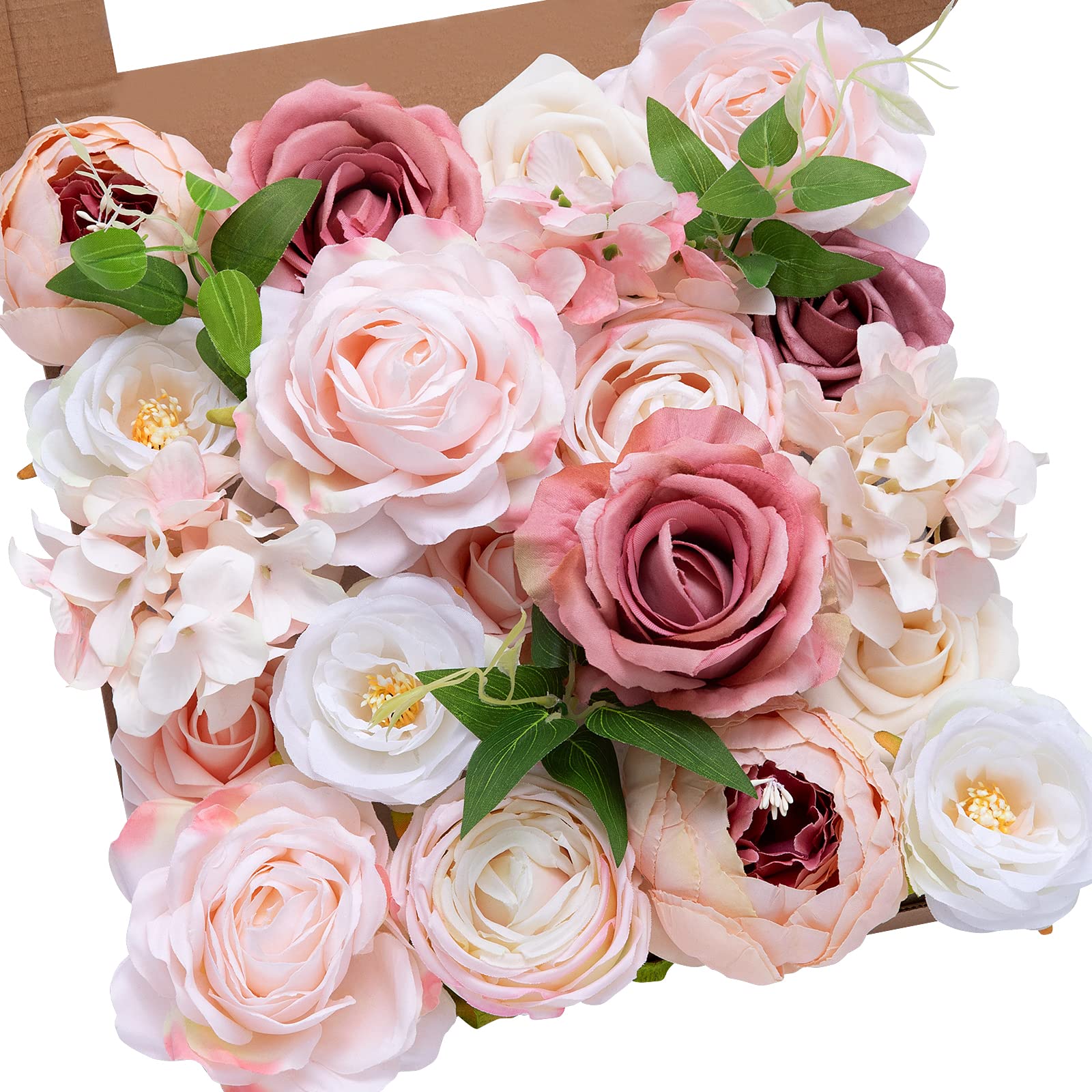 Serwalin Artificial Flowers Pink Peonies Silk Flowers Fake Flowers with Stems Dusty Roses for Wedding Bouquets Centerpieces Cake Decor Baby Shower Decoration — image 1