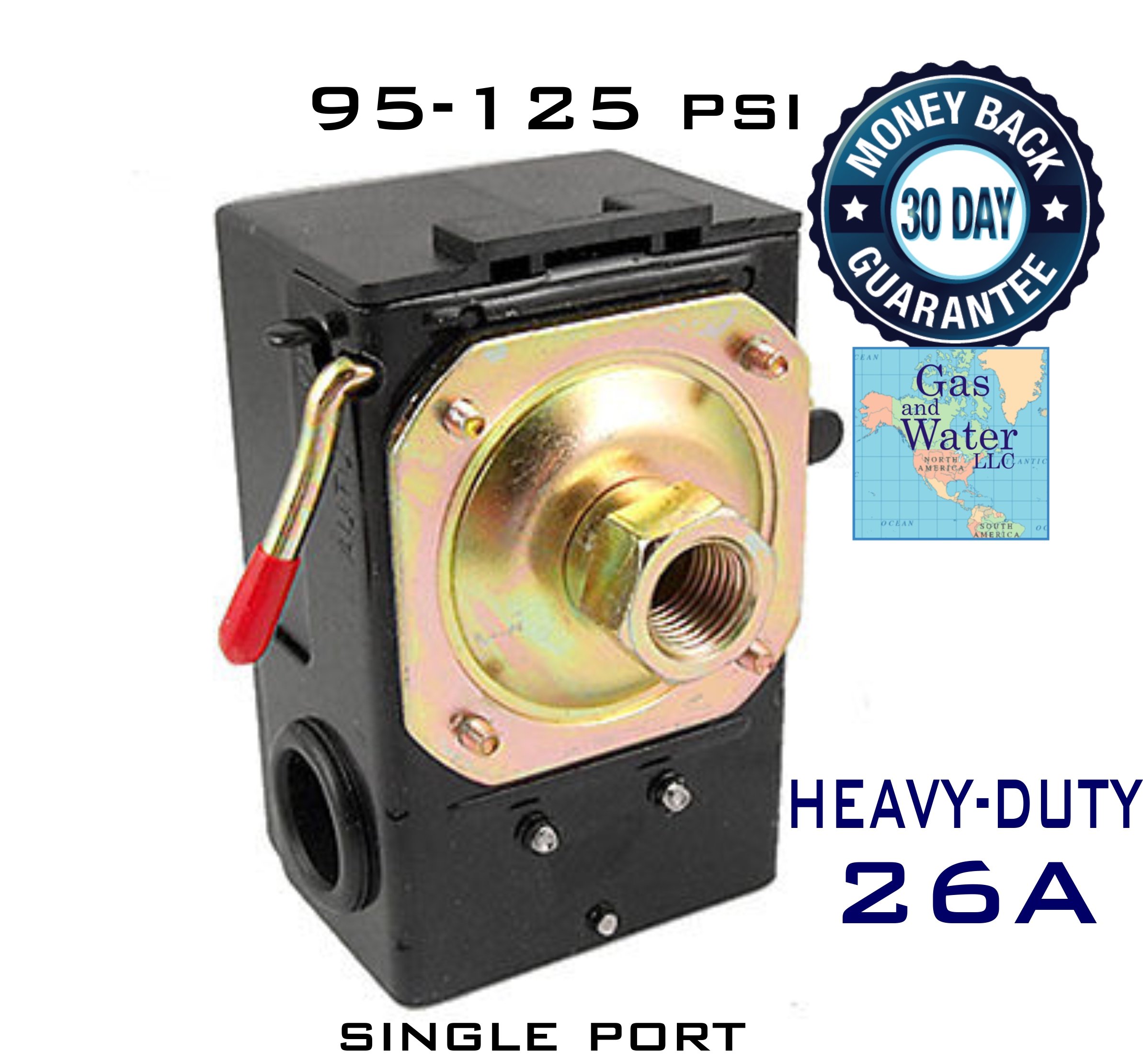 Pressure Switch for Air Compressor 95125 psi Single Port HEAVY DUTY